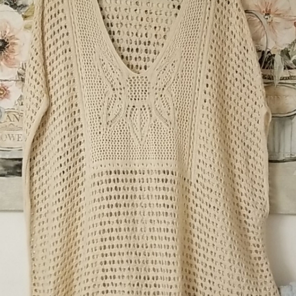 Jeanne Pierre V Neck 100% Cotton Crochet Cover Up - Picture 10 of 12